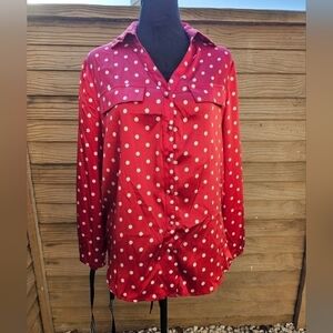 NWT! JNSQ Marta Red Blouse, Pearl buttons, size 8